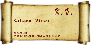 Kalaper Vince névjegykártya